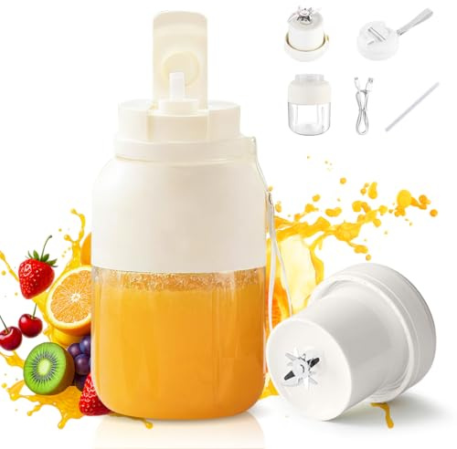LOMUG Mixeur Portable Électrique de 1300ml Mini Blender Portable avec 38 Lames en Acier Inoxydable Rechargeable USB pour Milk-Shakes, Smoothies, Jus de Fruits, Mixeur Smoothie avec Couvercle de Voyage