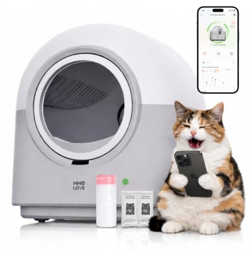 HHOLOVE Self Cleaning Litter Box Automatic with Safety Sensors, Odor Control, Real-Time Health & Weight Monitor, Ultra-Quiet, 60L Large Capacity for Multiple Cats, 2026 Version