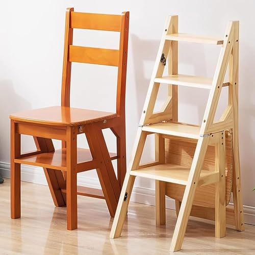 Taburete plegable de madera con respaldo, escalera plegable portátil para cocina, baño, oficina y hogar, ideal para banco de zapatos y exhibición de flores, diseño resistente que ahorra espacio