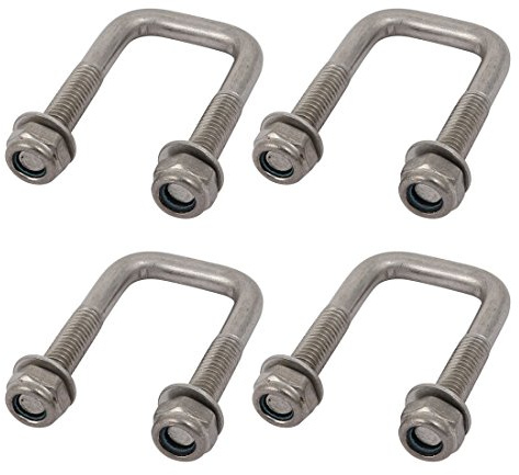 sourcing map 4 Stück Bügelschraube M6 x 20 x 45mm Quadratische Bügelbolzen | Mit Gewinde 304 Edelstahl U-Bolts, Mit Mutter Unterlegscheibe, Für Dachbox Rohr Befestigung, M6 x 20 x 45mm, 304 Edelstahl