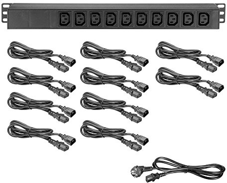 Adam Hall Cables 87471 IEC 19 Stromverteiler 1HE 10-Fach mit C13 Kaltgerätebuchsen