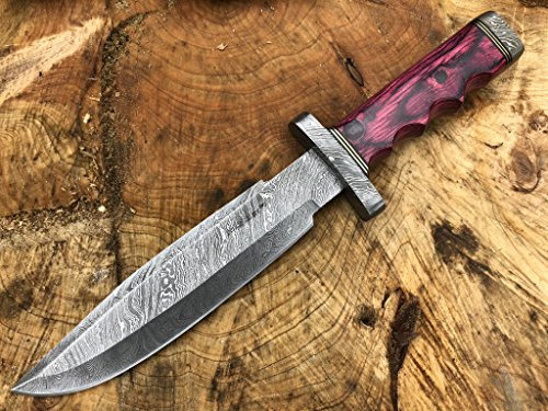 Perkin Knives Damastmesser Jagdmesser mit Scheide - Jagdmesser Bowie