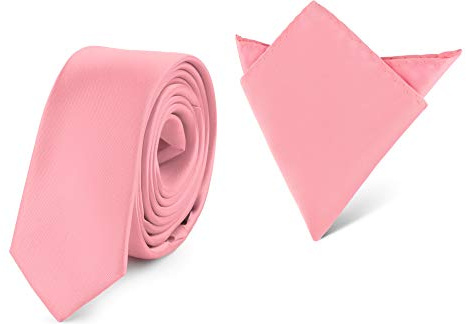 Ladeheid Herren Schmale Krawatte & Einstecktuch Set SP/P (150cm x 5cm, 22cm x 22cm)