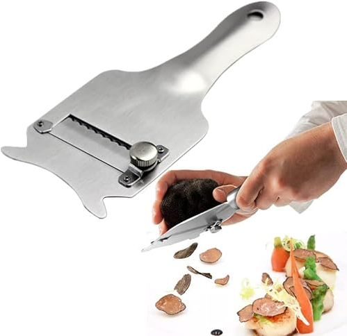 Trüffelhobel, Verstellbarer Edelstahlhobel Käsehobel, Multifunktionaler Gemüsehobel, für Trüffel, feine Pilze, Parmesan/Radieschen, Hauchdünne Scheiben, Einweihungsgeschenk, Silber