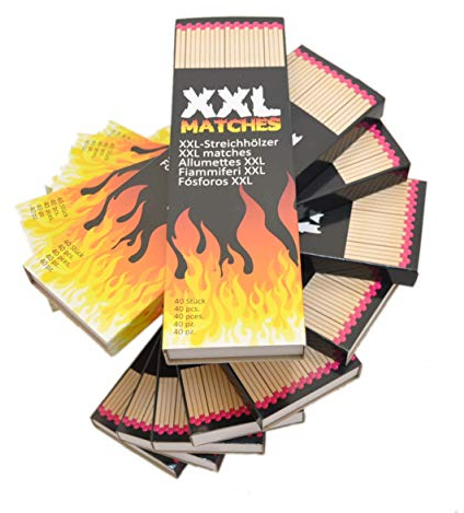 jameitop®💥10 Schachteln XXL Barbeque Streichhölzer/Kaminstreichhölzer 400 Stück, 20cm große Zündhölzer/Grill Hölzer