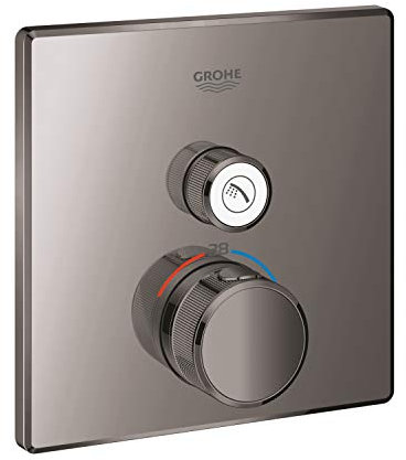 Grohe Thermostat, Unterputz-Wasserhahn, quadratisch, mit 1 Wasserhahn, nur für den Außenbereich, Serie Grohtherm SmartControl, 15,8 x 4,3 x 15,8 cm, graphitfarben glänzend (Referenz: 29123A00)