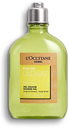 L'OCCITANE Homme Eau de Cedrat 2 in 1 Shampoo & Shower Gel 250 ml | Zesty & Fresh Scent | Vegan & 99% Readily Biodegradable | Luxury & Clean Beauty Men's Hair & Body Wash for All Hair & Skin Types