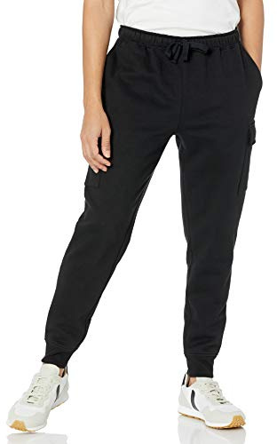 Amazon Essentials Men's Relaxed Fit Cargo Fleece Jogger Sweatpant, Black, M