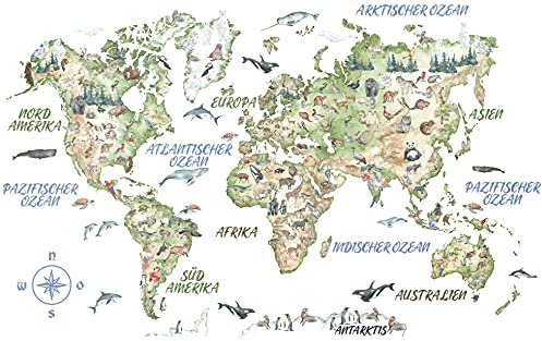 Samunshi® Große Weltkarte Kinder Welt Wandbild Bunte Weltkarte für Kinder Wandtattoo Karte für Jungen und Mädchen