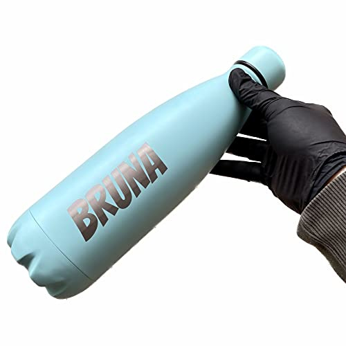 I-Drink Bouteille isotherme en acier 1000 ml avec gravure gratuite (1 l) – Personnalisation avec texte de votre choix (bleu)