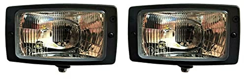 MelTruck 2x H4 Hauptscheinwerfer Set für Zetor Proxima Forterra Traktor Scheinwerfer 12V 24V mit Fernlicht Abblendlicht Positionslicht E8 E20 (Stecker) (12V Glühbirnen)