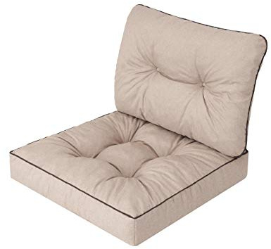 Bjird - Cojin para Silla de Exterior - Cojín para Muebles de jardín con Respaldo - Cojin de Asiento 50 cm - Impermeables - Beige