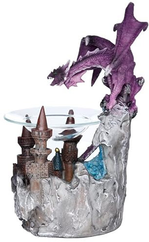 EliteKoopers 1Pcs Crystal Ravine Castle Dark Legends Dragon Oil and Wax Burner with Glass Dish For Home Decor