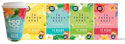 LA TETERA AZUL Pack de Infusiones Frías + Vaso - Té Verde Frutos Rojos, Manzana, Té Negro Limón, Mango. 20 sobres por caja. Sabor Delicioso Y Refrescante En Cada Sorbo.