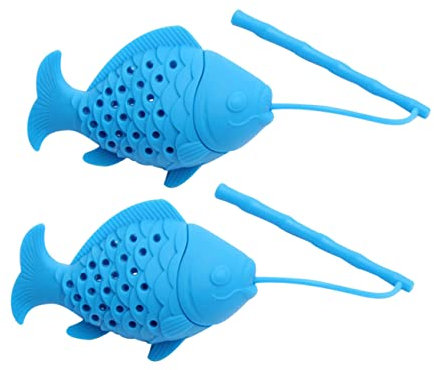 Warmhm 2 Stück Silikon Teesieb Fischform Teefilter Für Losen Tee Und Kräuter Wiederverwendbar Langlebig Blau