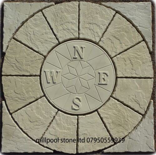Buff Compass Rotunda Squared Off Paving Circle Stone, 1.2m | Garden Patio Feature, Decor Landscaping, Building Materials, Decorative Stones, Delivery Exceptions
