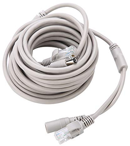 Cavo Ethernet RJ45 DC Ethernet Cavo CCTV Cavo Alimentazione E Dati 10Mbps 100Mbps Per Telecamere IP Sistema NVR(15m-bianco)