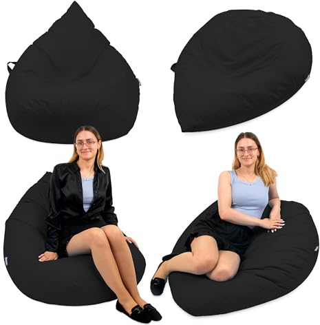 Droplet-Lounge Sitzsack Tropfenform XL 70cm | Sitzkissen Outdoor Indoor Kinder | Bean Bag Bodenkissen mit Füllung | Oxford 600D Oeko-TEX | wasserabweisend (Anthrazit)