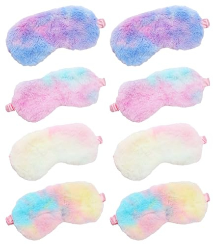 NyxSeat 8 stycken färgglada ögonmasker, plysch-ögonmasker för barn som sover, passar för tupplurar, resor och andra tillfällen, perfekta presenter till familj och vänner