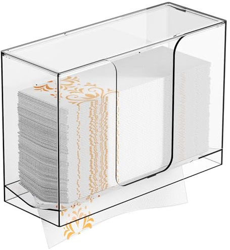 Cq Acrylic Wall Mount Multifold Paper Towel Dispenser & Box for Bathroom,Home -10.2x3.7x7.1 Inch - Clear Commercial Paper Towel Holder for Folded,Z Fold,C Fold,Trifold,Napkin,Hand Paper Towel