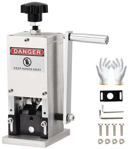 Máquina pelacables manual o con taladro, máquina peladora de cables de 0.05 a 1 pulgada con manivela o taladro de mano, hoja de acero de resorte de 50 pies/min, pelador de alambre de marco de aluminio