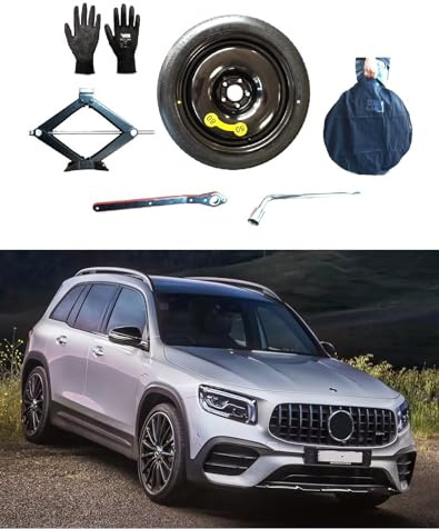 D'ANGELO 1988 Ersatzrad-Set 17 Zoll, kompatibel mit Mercedes GLB (2020>) mit Wagenheber, Schlüssel, Handschuhe und Tasche 135/90R17, R002A