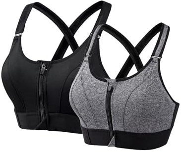 LOLOBFZL Cozuty-BH Drahtloser, unterstützender Sport-BH Full-Cup-Lift-BH mit Reißverschluss vorne Sport-BHS mit Reißverschluss vorne für Damen (B+C,4XL)