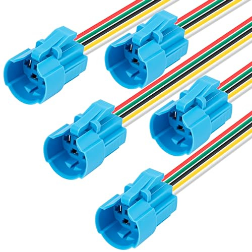 QIMEI-SHOP Druckschalter Wasserdicht Verbindungskabel 16mm Taster Schalter Buchse 12V-24V 3A Taster Draht Druckknopfschalter 5 Pin Steckdose 5 Stück