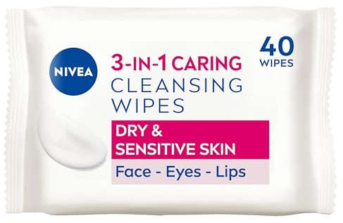 NIVEA Biodegradable Cleansing Wipes Dry Skin (40 sheets), Biodegradable Wipes made from 100% Plant Fibres, Make-Up Wipes, Face Wipes Makeup Remover (Pack of 4)