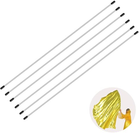Baisdan 6 varillas flexibles, banderas de adoración de 89 cm, varillas flexibles doblables para adoración y alabanza, accesorio de danza con bandera, 3 longitudes diferentes