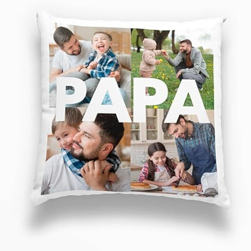 Genérico Cojín Personalizado Papá con Fotos, Regalo Día del Padre - 40x40