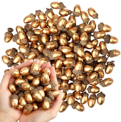 50 Stück Künstliche Eichel-Herbstliche Dekoration, Goldene Eichel Mit Natürlicher Eichelkappe, Für Dekoration Thanksgiving Christmas Und Andere Tischdekorationen Herbst Streuen Basteln Home Decor Diy