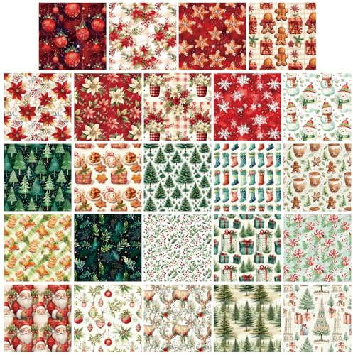 48 Blatt Weihnachts Scrapbooking Papier 24 Motive Weihnachtsmotiv Dekorpapier Bastelpapier Block mit Muster 6 X 6 Decoupage Papier Vintage Dekorativ Motivpapier für DIY Kartenherstellung Basteln