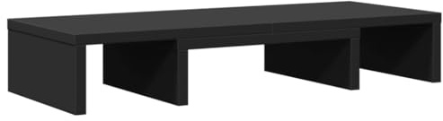 vidaXL Skärmställ justerbart 60x24x10,5 cm konstruerat trä svart, ställ för monitor, datorställ, monitorstativ, ställ för monitorer, monitorställ