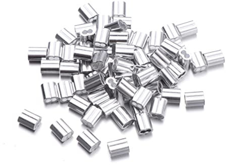 JECOMPRIS 100stücke Stahlseil Verbinder Aus Korrosionsbeständigem Material Drahtseil Und Kabel Aluminium-crimpschlaufenhülse Stahlseilverbindung Aluminium Mit Doppellöchern