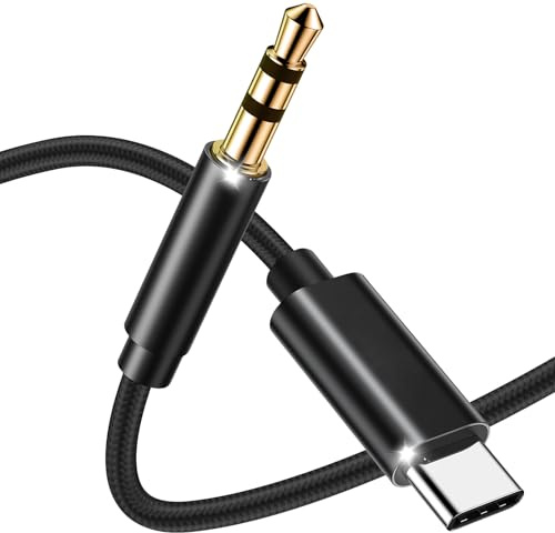 Câble auxiliaire vers USB C, USB C vers jack audio 3,5 mm, compatible avec iPhone 15 Pro Max, Samsung S21 Ultra S20 Ultra Note 20 10 Plus pour autoradio 2 m