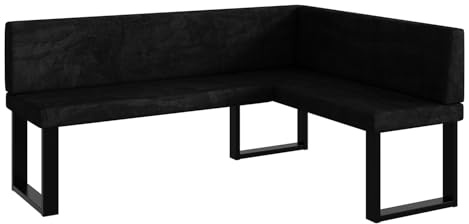 MEBLINI Eckbank für Esszimmer - Küchenbank - Essecke - Sitzecke Küche - Toni - U-Beine 128x168x87cm Rechts - Graphit Samt