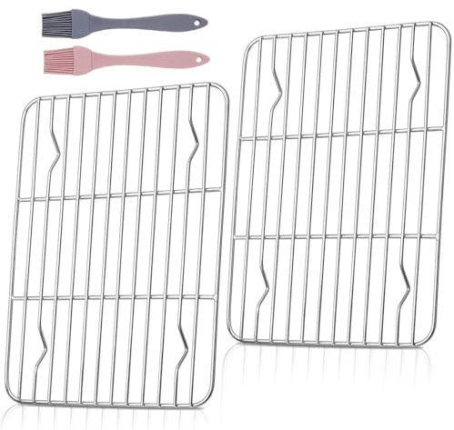 KSVFTB Cooling Racks for Baking, cooling rack, 8.46 * 5.71inch Cooling Rack, Wire Rack Suitable for Ovens for Grilling, Baking And Cooling, Universal Oven Shelf (Includes 2 Silicone Brushes)