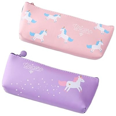 LetCart Einhorn Federtasche, Kawaii Schulbedarf, PU Kosmetiktasche, Schreibwaren Zip Tasche, 20 * 8cm (Grün)