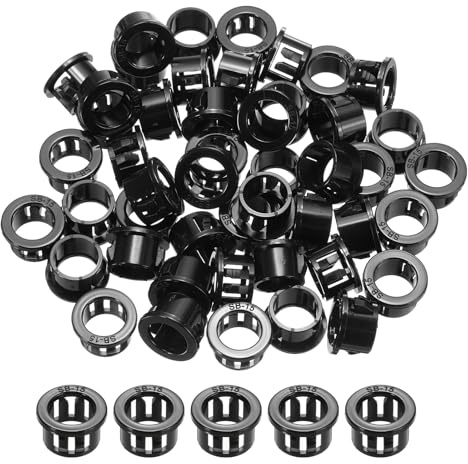 PATIKIL 60pcs Wire Grommet, 15mm Mounting Dia Plastic Grommets Cable Snap Bushing Cable Mounting Hose Bushing Grommet Protector Fasteners Locking Nylon for Wire Cable Hose, Black