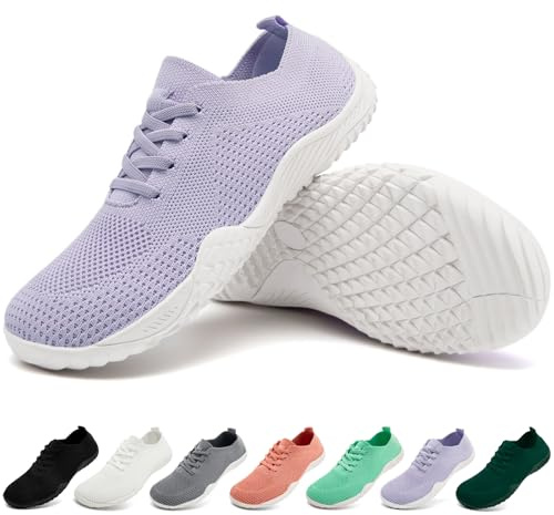 IVQDZL Womens Barefoot Shoes Trail Casual Barefoot Shoes Walking Gym Jogging Slip on Slipper Fashion Lightweight Sneakers Ladies Purple Size 6