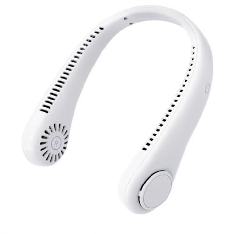 Sapphirem Bärbar halsfläkt med 3 hastigheter, justerbar och expanderbar, handsfree-fläkt, uppladdningsbar 4 000 mAh för utomhussport, resor, present, svart