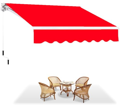 Gelenkarmmarkise mit Handkurbel, Einziehbare Markise Balkon, Sonnenschutz & Wetterbeständig, Höhenverstellbar, Erfordert Montage, für Außen, Balkone, 4x1.5m,4x2m,4x2.5m,4x3m