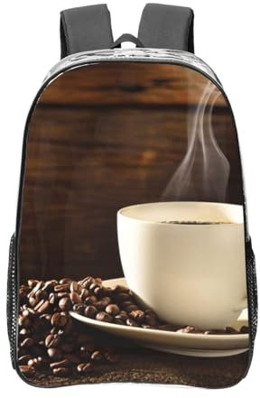 Hgbbdyyjj Tasse à café et grains de café 40,6 cm transparent multi scène personnalisée sac d'école imprimé tendance
