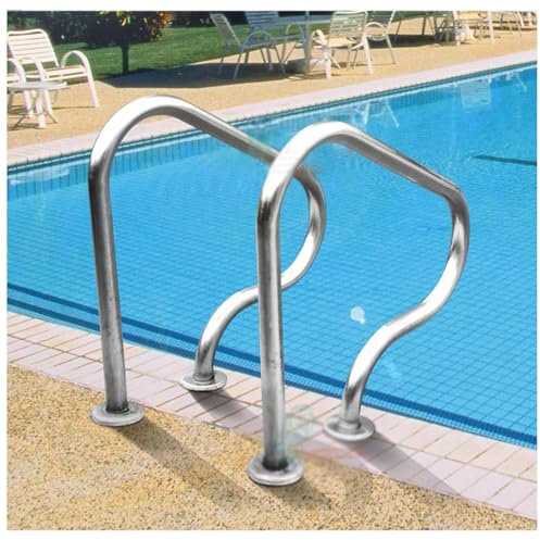 Escabeau Rampe d'échelle de Piscine, Garde-Corps en Acier Inoxydable 304, Charge de 250 LB, avec Base à Montage Rapide, pour Parc Aquatique intérieur et extérieur