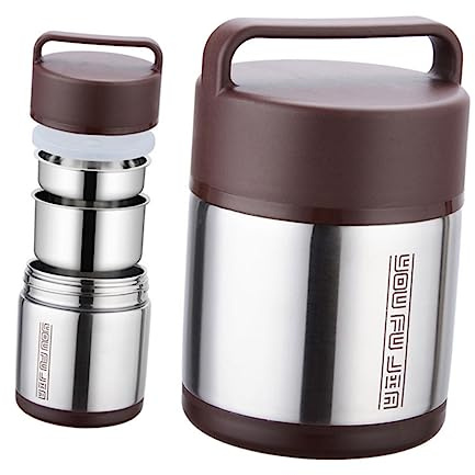 BESTYASH Portapranzo Portatile Acciaio Resistente Scatola Per Alimenti Isolante Doppio Contenitore Per Conservazione Cibo Chiusura Ermetica Facile Da Trasportare