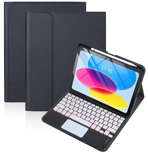 JZCZMCE Funda con Teclado para iPad Air de 11 Pulgadas (M3 2025/M2 2024), Pro de 11 Pulgadas (4.ª/3.ª/2.ª/1.ª generación) y Air 5/4 de 10,9 Pulgadas, Contiene Ñ, Retroiluminada 7 Colores,Blanca