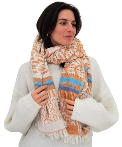 blanketino Luxuenza Premium Baumwollschal – Weiches gewebtes Tuch aus 100% türkischer Baumwolle, Boho Muster mit Fransen, Damen & Herren Schal – 90×178 cm (mehrere Farben)