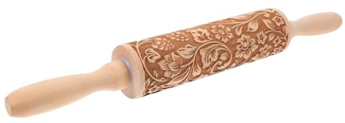 BESPORTBLE Mattarello in Legno con Motivo Natalizio Inciso Embossing per Pasta e Dolci Strumento Decorativo per Fondant Biscotti e Dolci Stesura per Cucina Natale