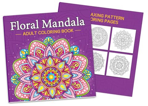 LEBKFT Adult Colouring Book for Stress Relief and Relaxation, 32 Mandala & Floral Patterns Spiral Bound Coloring Books for Adults with Thick Paper Gift for Women and Men